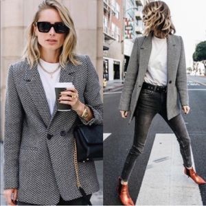 ANINE BING Fishbone Blazer in Black & Off White in Size Medium NWT